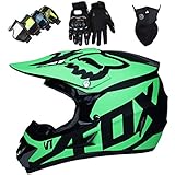 🎁 Juegos de regalo de cascos de motocross que incluyen casco, gafas, máscara, guantes, un total de 4 piezas. Es el mejor regalo de conducción para motociclistas, el compañero de viaje ideal y también adecuado para viajes largos en motocicleta.