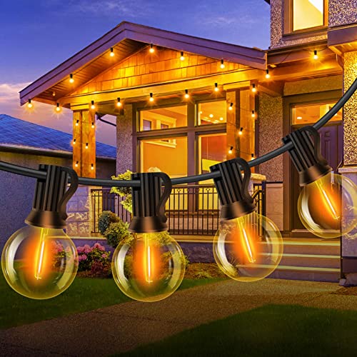 Led Outdoor String Lights 50Ft Waterproof Patio Lights With 25+1 Shatterproof G40 Edison Bulbs Commercial Grade Hanging Lights For Bistro Pool Backyard Balcony Camping Indoor Lighting Decoration #TOP26