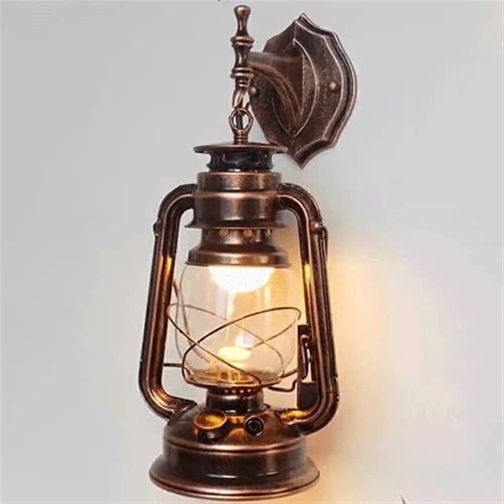 CWCQGH Wall Sconces, Wall Lamp Retro Industry Rural Wall Sconce Bronze Glass Corridor Balcony Aisle Lighting Fixture Lighting Living Room Restaurant Wall-Mounted Light