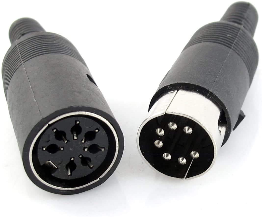 RUNCCI-YUN Pack van 10 7-polige DIN-stekker/bus audio-adapter/converter voor luidspreker, zwart