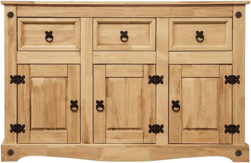 Corona Sideboard, 3 Door 3 Drawer Solid Pine Wood sideboard living room