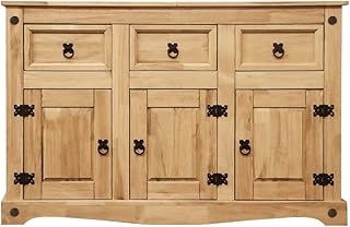 Corona Sideboard, 3 Door 3 Drawer Solid Pine Wood sideboard living room furniture,Waxed