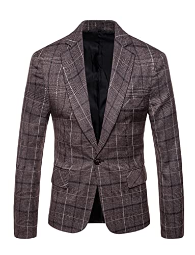 Manteau tuxedos homme style blazer pied-de-poule à col revers cranté