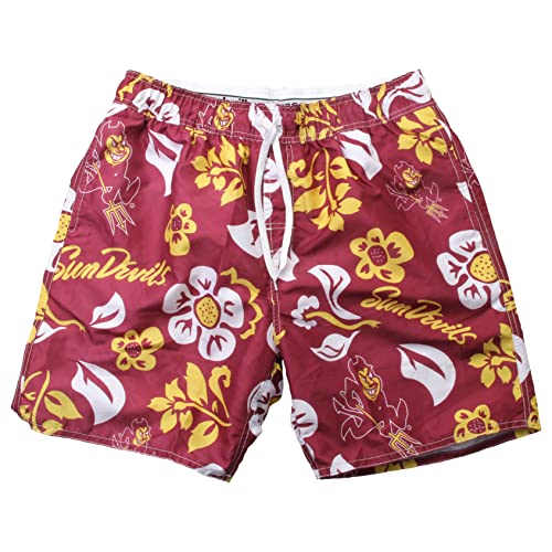 Wes and Willy NCAA Mens Floral Swim Trunks Arizona State Sun Devils ASU Red XL