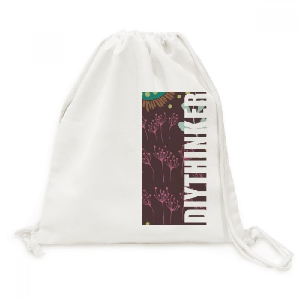 Toile Drawstring Backpack Dark Flower DIYthinker sac à dos cordon