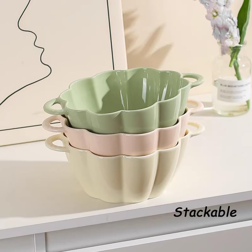 Bowls For Soup, Bowl with Handle, 1400ml Ceramic Solid-Colour Large Serving Suitable for Soups, Stews, Pasta Dishes