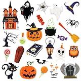 Adecortalk 25 Pcs Halloween Gel Window Clings for Glass Windows Cute Thick Gel Clings Decals Stickers Pumpkin Ghosts Bats Reusable Stickers Kids Halloween Party Supplies Indoor Outdoor Home Decor