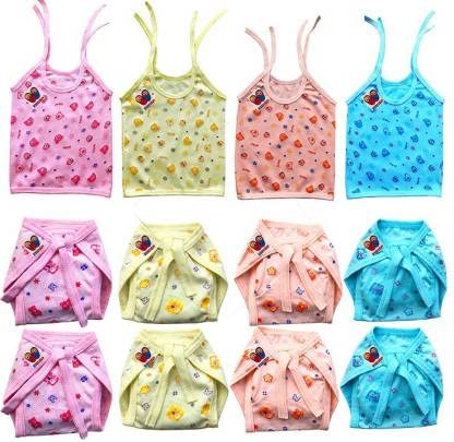 BigboughtBIGBOUGHT Baby Zhabla (4 Pcs) and Nappy (Langot) (8 Pcs),Hosiery Soft Quality Branded Cloth Material, 0-6 Months (Multicolor