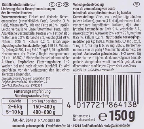 Diät-Nassfutter für Hunde Animonda Integra Protect Intestinal Pute Pur