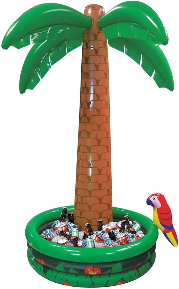 Tropical Multicolor Jumbo Inflatable Palm Tree Cooler - 6' (1 Pc.) - Perfect for Pool Parties, Beach Events, & More