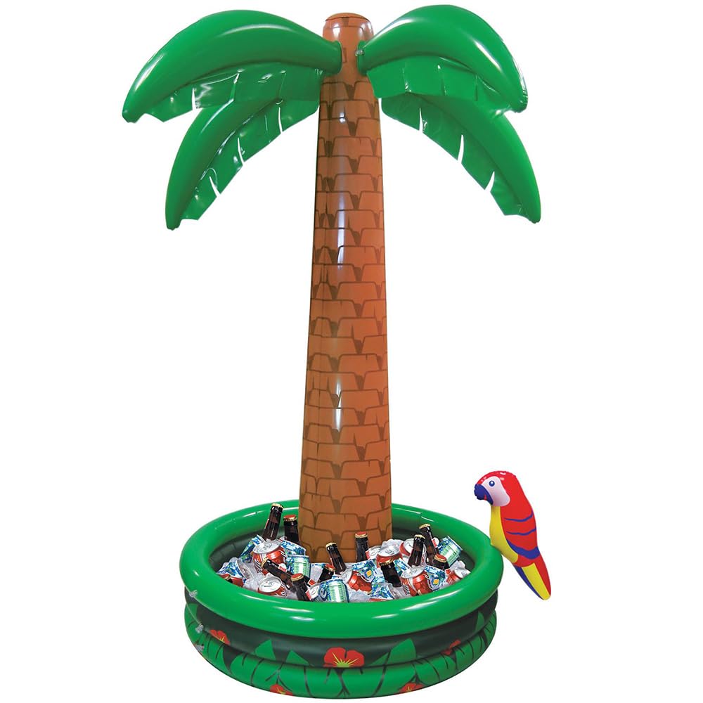 Amscan Multicolor 1.82M Giant Inflatable Jumbo Palm Tree Drinks Beer Cooler Summer Bbq Jungle Safari Pirate Hawaiian Luau Party Decoration Parrot Pool