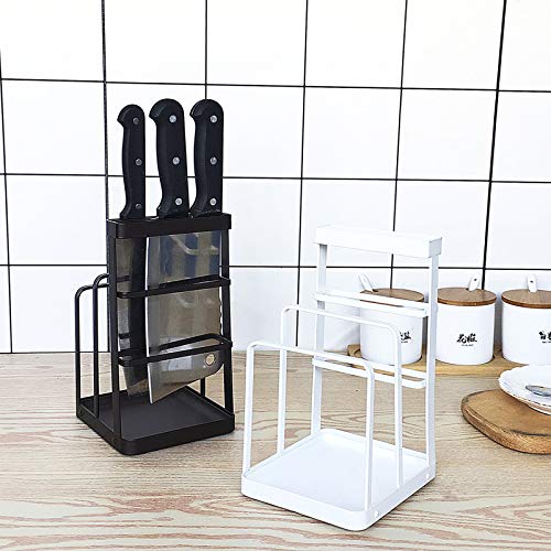 Vanra Metal Steel Cutting Board Holder Knife Block Kitchen Organizer Pantry Bakeware Rack Pan Pot Cover Lid Rack Stand With Draining Tray (Brown) #TOP6