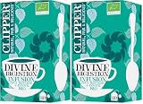 CLIPPER - Infusion Bio - Divine Digestion - Deux menthes et Fenouil - 20 Sachets d'Infusion Bio - Lot de 2