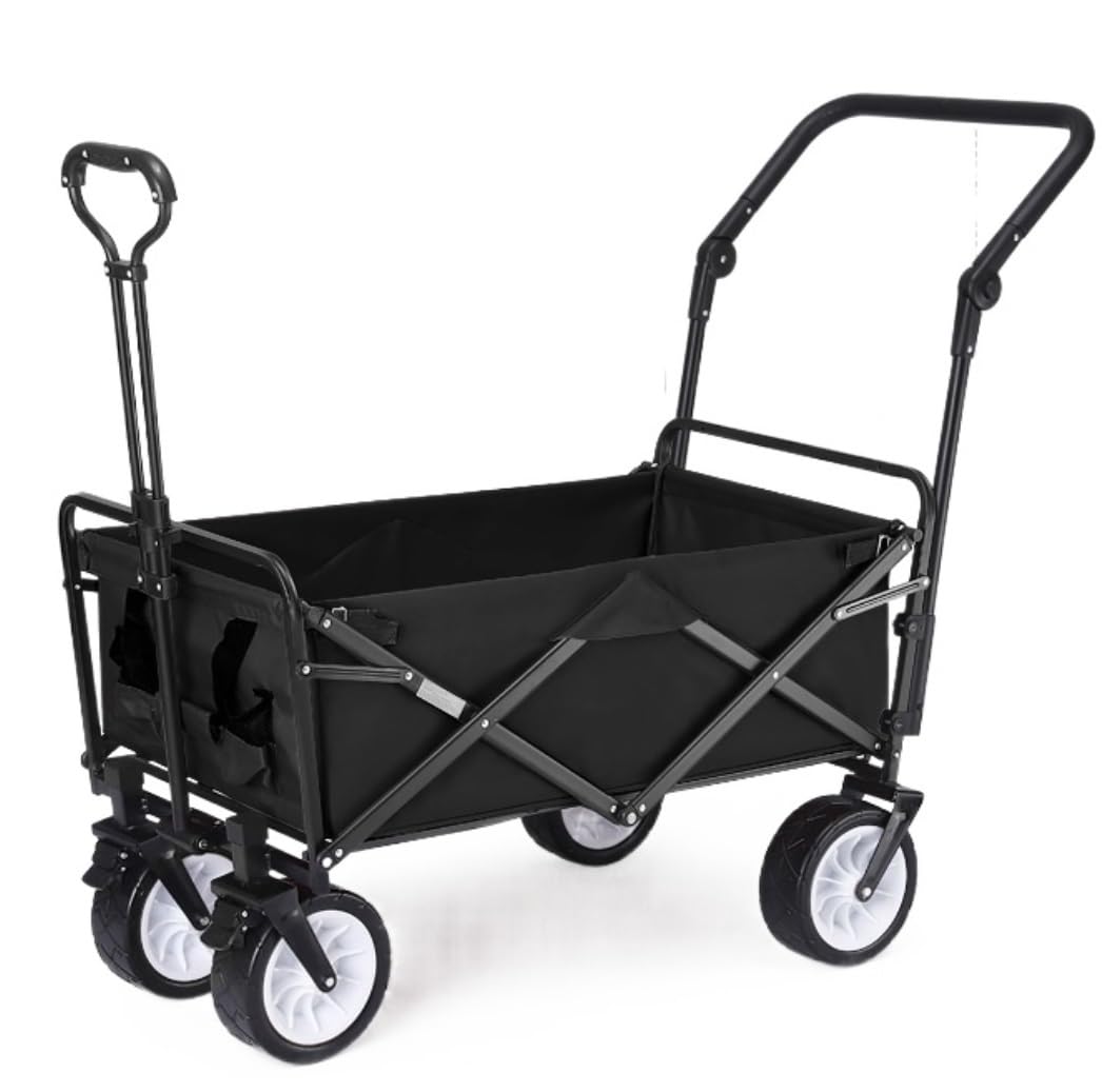 Carrello Pieghevole per Esterni per Campeggio e Spiaggia Carrello della Spesa Portatile con Contenitore per Attrezzi da Giardino Carrello da Picnic Rimorchio per bancarelle e Uso in Giardino