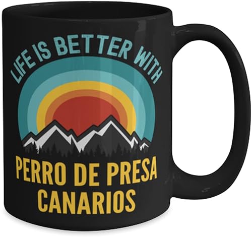Vista 2 de Hogue WS LLC Life Is Better With Perro De Presa Canario - Taza de café (15 onzas), color negro