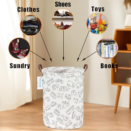 Image of Laundry Hamper Fabric Organizer Collapsible Basket Vehicle | Waterproof Storage Bin Kids Toy Clothes Baskets for Gift Children Nursery Bedroom Bathroom