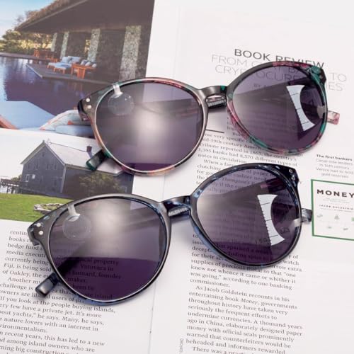 Image of Amorays Cat Eyes Progressive Multifocal Reading Sunglasses UV Protection Anti Blue RaysTrifocal Sun Readers for Women