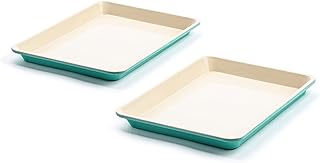 GreenLife Healthy Ceramic Nonstick, 13" x 9" Quarter Cookie Sheet Baking Pan Set, PFAS-Free, Turquoise
