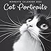 Calendrier mural carré 2022 – Portrait de chat, 30,5 x 30,5 cm, vue mensuelle, 16 mois, thème noir et blanc, avec 180 autocollants de rappel