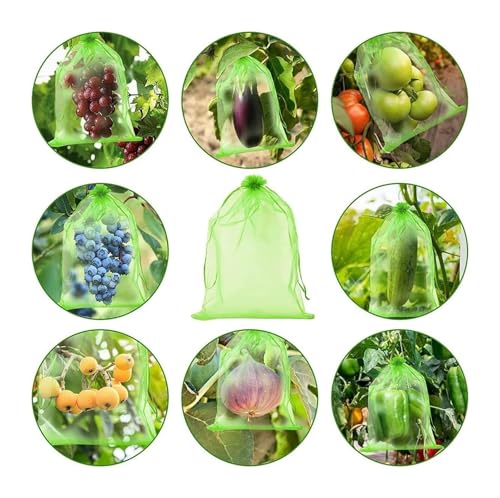 Organza para frutas transpirable con cierre ajustable, bolsas protectoras de 15x20cm en pack 3