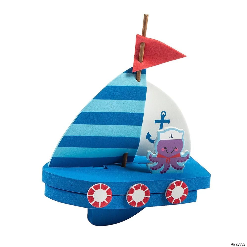 Fun Express Sailboat Craft Kit - VBS Vacation Bible School Supplies/Decor – Makes 12