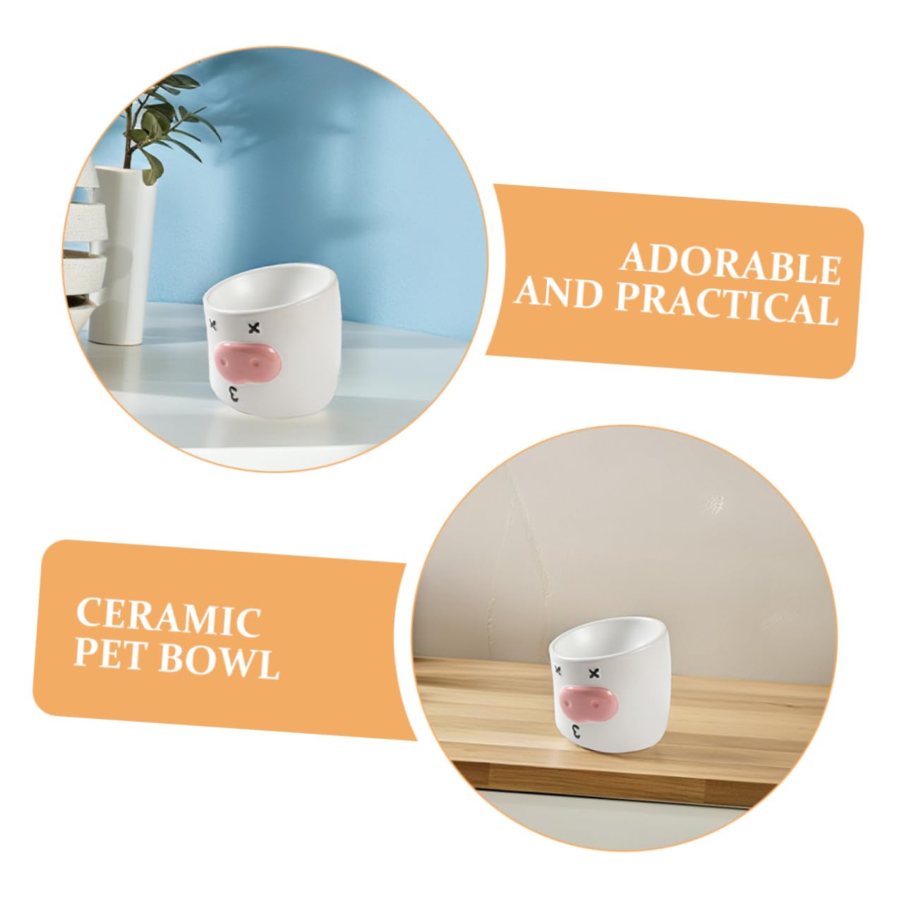 Toddmomy Erhöhter Katzennapf Keramik Mit Schrägem Design Niedlicher Schweinchen-futterbehälter Für Katzen Und Kleine Hunde rutschfest Und Ergonomisch Für Bequemes Fressen