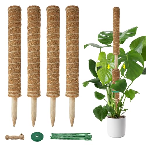 Pflanzen Rankhilfe Monstera Rankhilfe - Erweiterbar Pflanzhilfe Fuer Monstera 4PCS 42cm VerläNgerbar Up To133cm Kokosstab Plant Moosstab Pflanzstab Support Rankhilfe Zimmerpflanzen Plant Support Stick