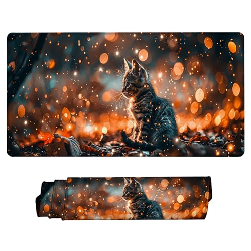 Zeipopge Amarillo Alfombrilla RatóN 800x400 Gato Optimada para Sensores De Juegos Alfombrilla para Computadora con Base De Goma Antideslizante, para RatóN con Cable O InaláMbrico Pc/Mac S-6