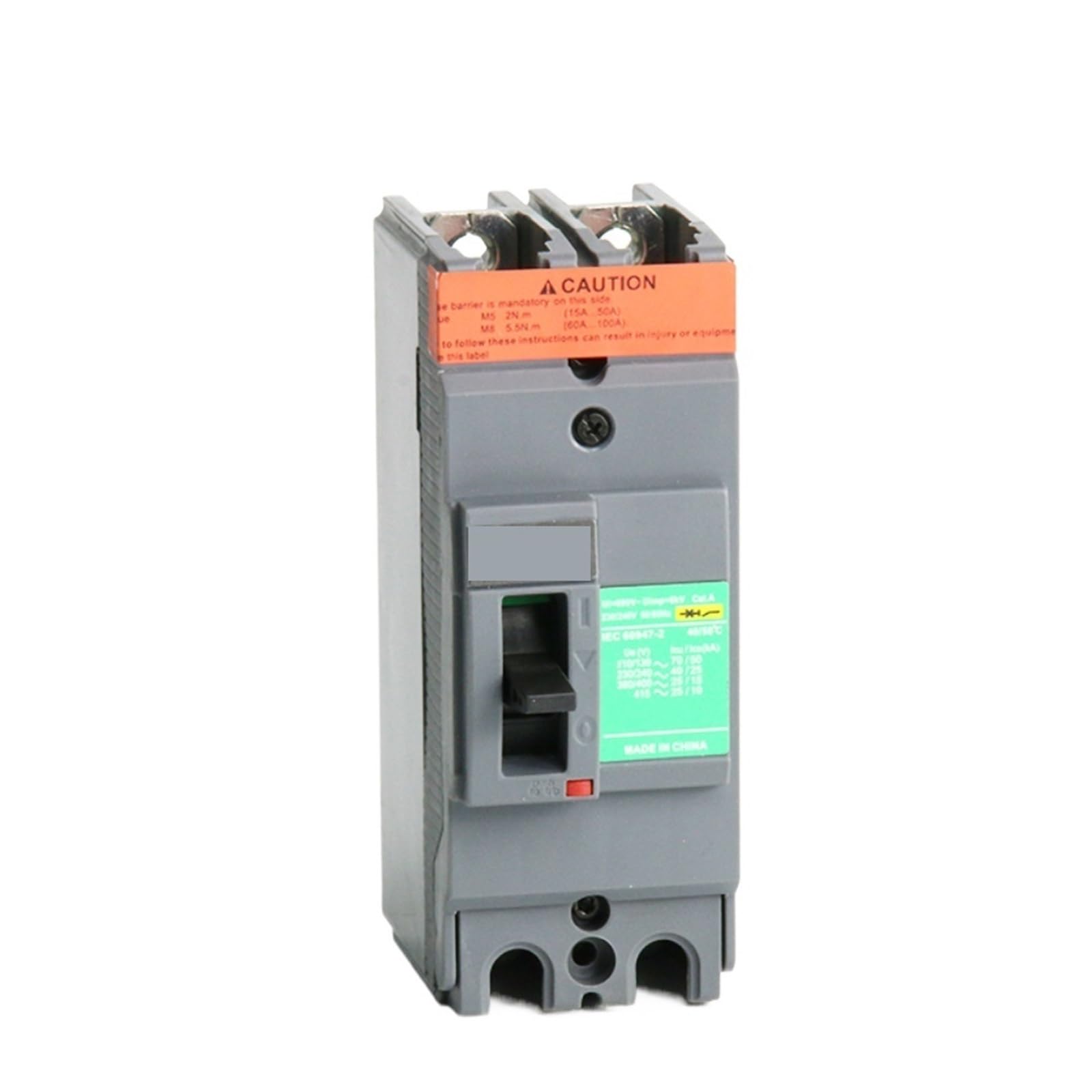 Interruptor automático de aire fijo, doble y trifásico, MCCB, CA 440 V, 25 KA, disyuntor de caja moldeada con sobrecarga.(2,60A)