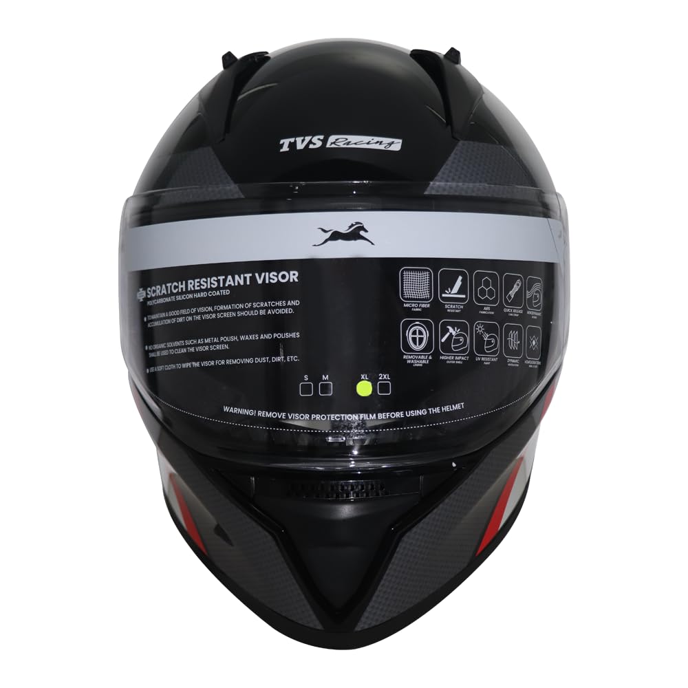 TVS Racing Apache Themed Full face Helmet Red & White