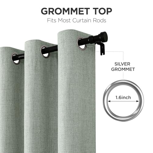 Image of Joydeco Blackout Curtains 90 Inches Long 2 Panels Burg, Room Darkening Curtains for Bedroom, 100% Black Out Textured Thermal Drapes Privacy Protection 2 Panels Set(W52 x L90 Inch, Sage Green)