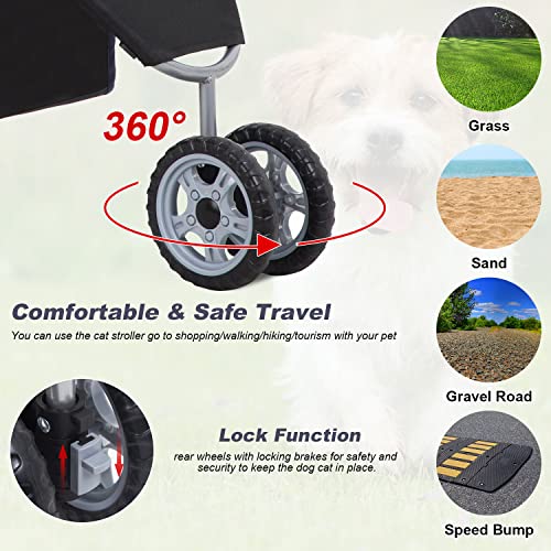image for BestPet 3 Wheels Pet Stroller Dog Cat Stroller for Medium Small Dogs C