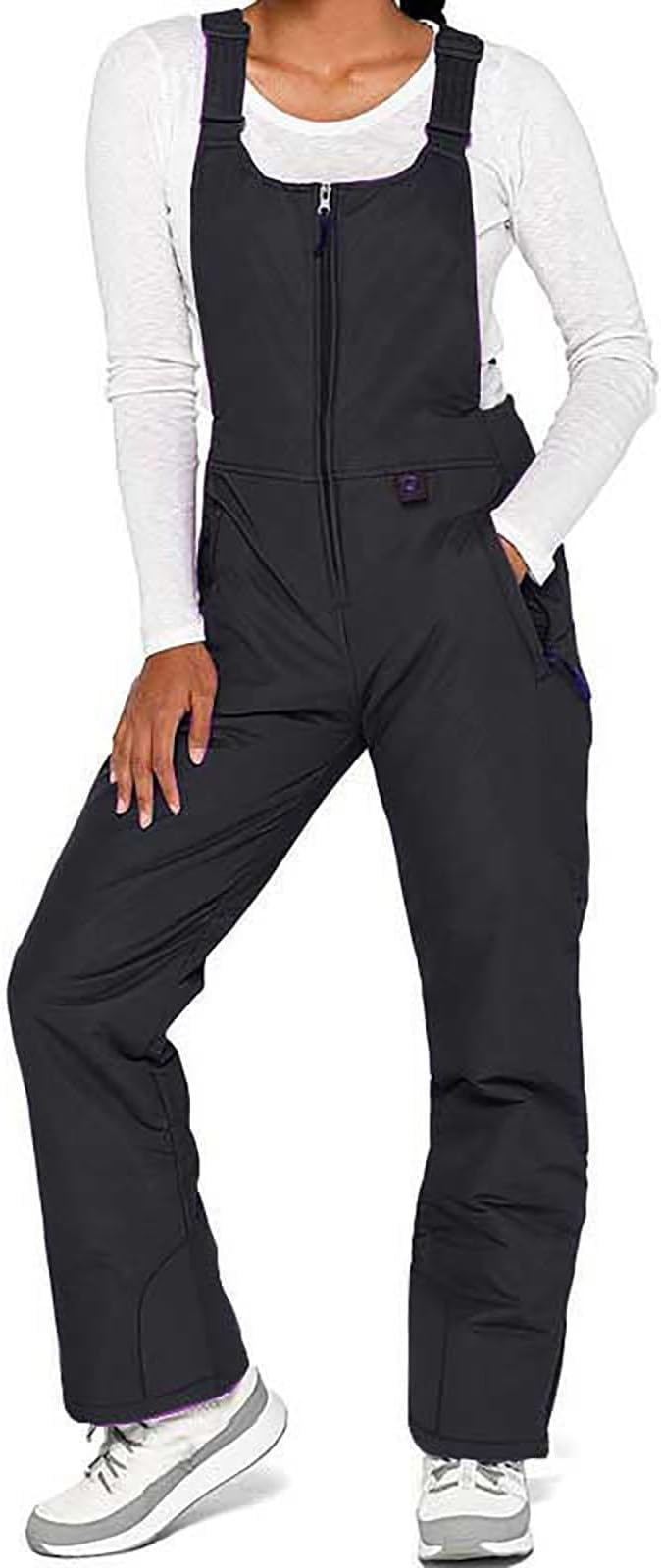 Skihose Damen Wasserdicht Schneehose Winddicht Snowboardhose Für Frauen Warm Skioverall Hosenträgerhose mit Verstellbarer Leicht Latzhose Mode Softshellhose Overall Skianzug Funktionshose Outdoorhose