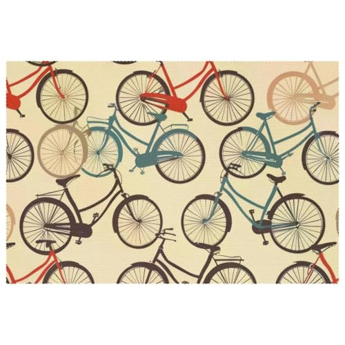 Sets de table vélo rectangulaires 30x45cm tapis de table lavable - 2