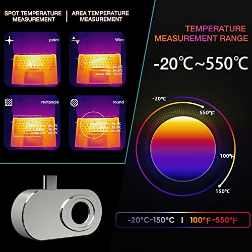 2023 Newest Thermal Camera Android, Thermal Imaging Camera Support Video Recording, 6 Color Palettes,Thermal Camera For Smartphone 160X120 Ir/25Hz Infrared Thermal Imager #TOP3