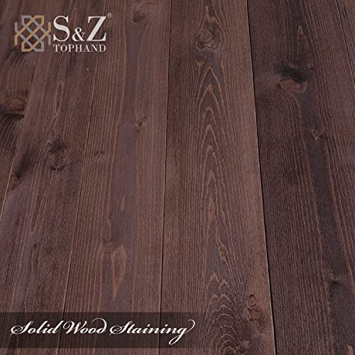 Image of S&Z TOPHAND 36 in x 84 in Brown British Brace Knotty Barn Door with 6.6FT Sliding Door Hardware Kit /Double -Sided Door Handle /Solid Wood /Double Surfaces /Simple Assembly is Required