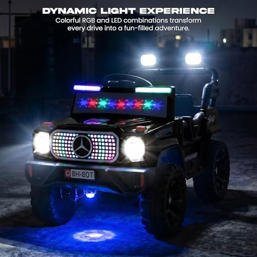 Image of Baybee SpeedRover Baby Battery Operated Jeep for Kids | Ride on Toy Electric Car with 4x4 Motors, Swing Mode, Led Lights & Music | Rechargeable Electric Ride on Toy Car for Kids 2 to 6 Years (Black)