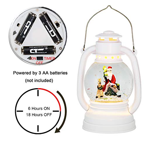 Wondise Christmas Snow Globe Lantern With 6 Hour Timer, Battery Operated Glitter And Water Swirling Santa For Thanksgiving Christmas Decoration Gifts #TOP4