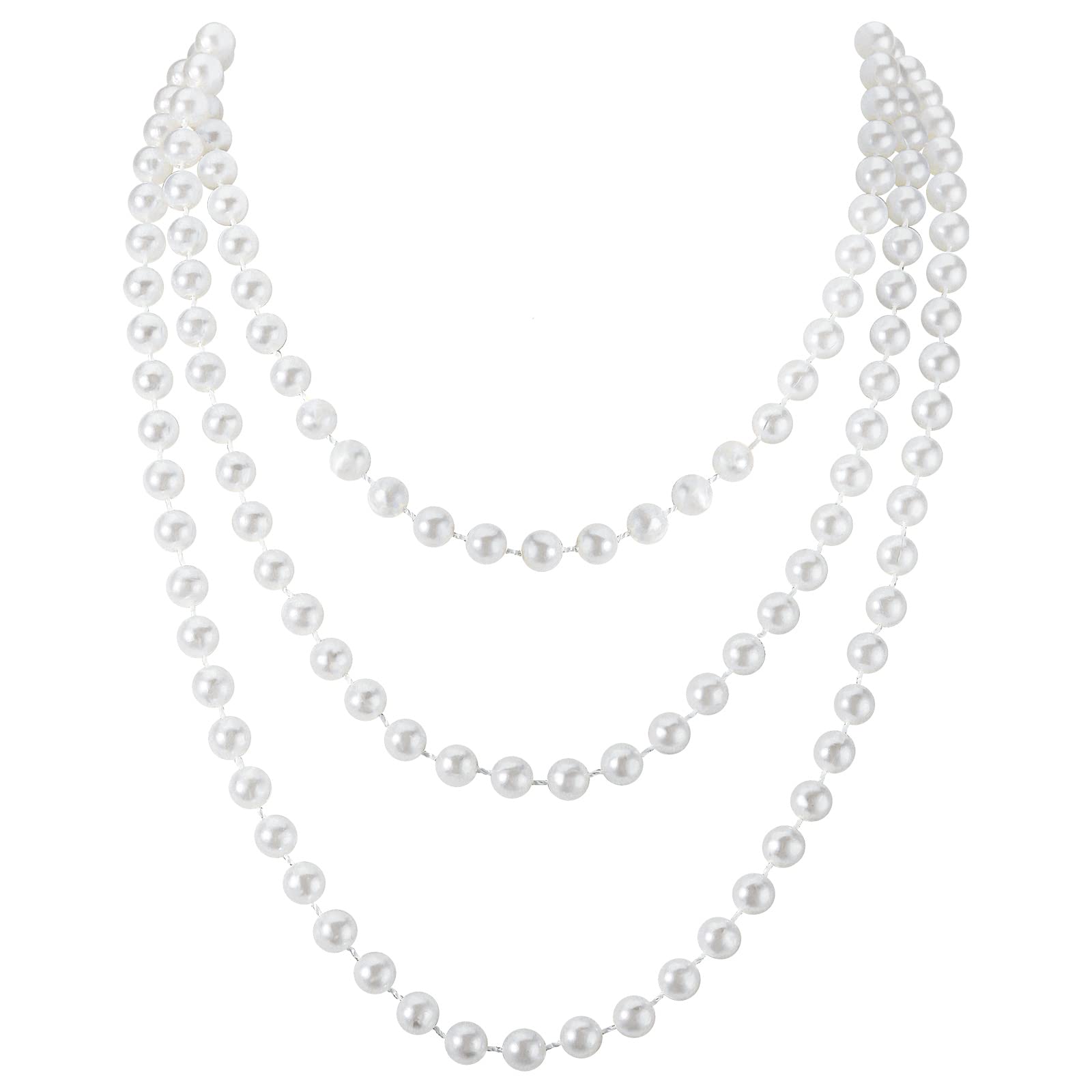 BBTOCollares de Perlas Collar de Perlas Accesorios de los Años 1920 Collares de Perlas Largas para Mujeres Collar de Perlas Redondas de Perlas Artificiales Joyería Fantasía, Plástico,, Plástico, Perla