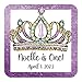 Cathy Wraps Personalized Birthday Party Favor Stickers, Custom Labels with Tiara, All Ages Available, Pack of 24 or 60, 2.5 Inch Square Peel and Stick