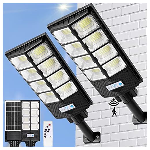 ZJOJO Solar Street Lights Outdoor Waterproof, 6500K 10000LM 448 LEDs Solar Parking Lot Lights Dusk to Dawn, Solar Flood Light Wide Angle Motion Sensor and Remote Control for Area Lighting Yard 2-Pack