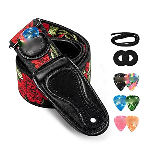 BIPROS Sangle de Guitare avec 6 médiators 2 serrures for Basse de Guitare Acoustique électrique (Color : Purple) - Les Beatles, Paul McCartney, John Lennon, RIngo Starr, George Harrison BIPROS Sangle de Guitare avec 6 médiators 2 serrures for Basse de Guitare Acoustique électrique (Color : Purple) – Image 5