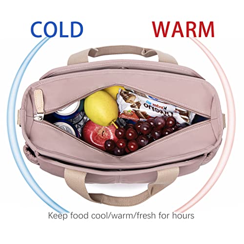 Lunch Bag Women, Large Insulated Lunch Bag, Lunch Tote For Work, Leak-Proof Cooler Bag, Multi-Compartment Lunch Bag With Side Pockets And Adjustable Shoulder Strap For Picnic Hiking(Pink) #TOP3