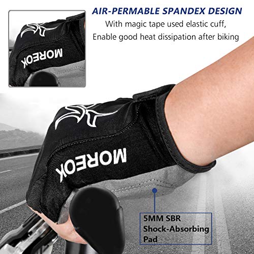 MOREOK Mens Cycling Gloves,Half Finger Biking Glove MTB DH Road Bicycle Gloves Gel Pad Shock-Absorbing Anti-Slip Breathable Motorcycle Mountain Bike Gloves Black-S - Thumbnail 6