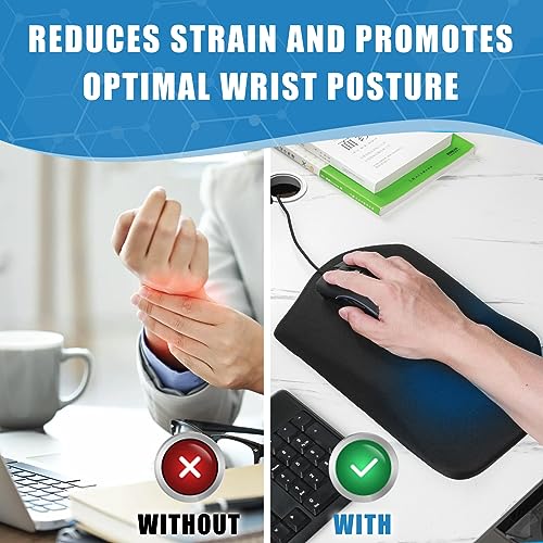 Kxrors Ergonomic Mouse Pad With Wrist Support - Comfortable Soft Entire Memory Foam Mousepad For Wrist Rest Pain Relief,Thick Mouse Pad With Non-Slip Pu Gel Base For Office & Home(13 X 8 Inch Black) #TOP2