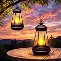 2 Pack Mini Solar Lantern Lights Replacement for Outdoor Statue, Small Waterproof Hanging Solar Powered Lantern for Yard Porch Outdoor Garden Decor Women Friend Teachers Appreciation Gifts(Warm White)