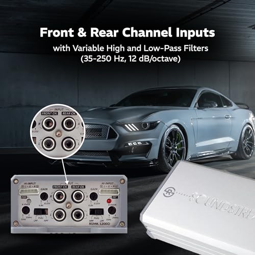 SOUNSTREAM RSM4.1200D Class D 4-Channel Car Amplifier – 1200W Car Audio Amp with Automatic Hi-Level Signal Sensing & RCA Inputs - Thumbnail 4