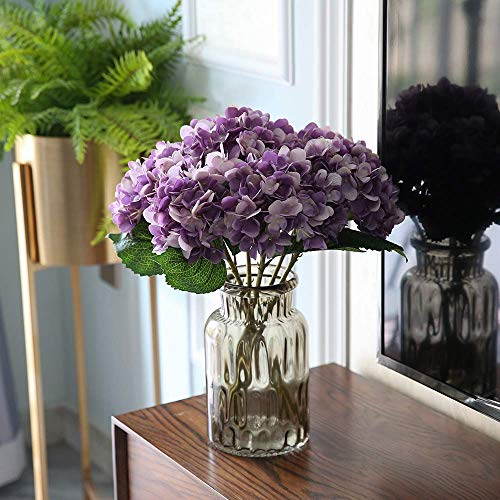 Jyihope Artificial Silk Hydrangea Purple Flowers 3Pcs Faux Hydrangea Bouquet Stems For Home Wedding Table Centerpieces Decoration (Purple) #TOP4