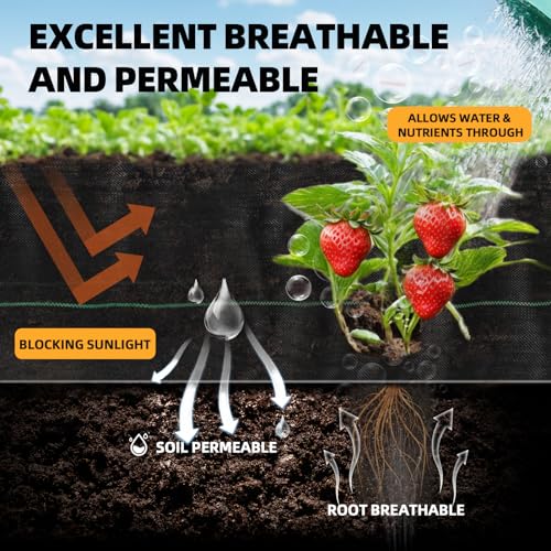 13FT x 108FT Weed Barrier Landscape Fabric Heavy Duty, 5.3oz Premium Weed Control Mats, Weed Blocker Driveway Fabric,Durable Breathable Material, Tree Ground Cover for Garden Farm Strawberry Landscape