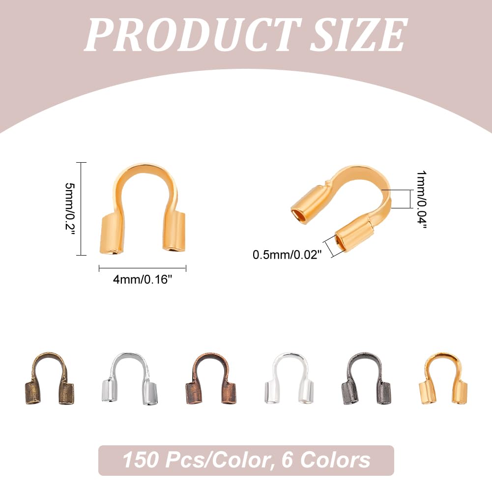 PH PandaHall 900pcs 6 Colors Brass Wire Guardian Wire Cable Protectors for Bearring Bracelet Necklace Jewelry DIY Craft Making